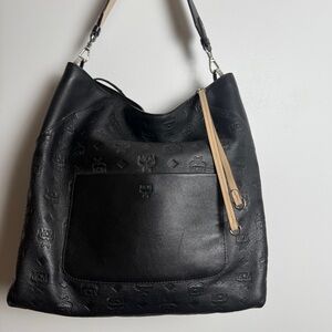MCM Klara Large Black Leather Shoulder Bag